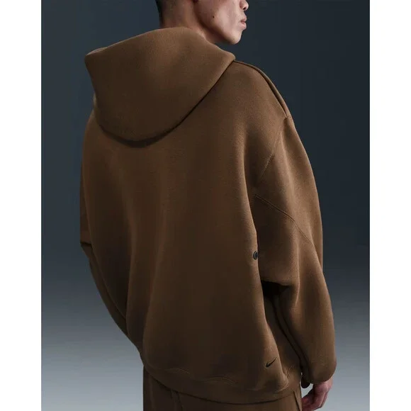Nike Tech Fleece Hoodie Mens Mosswood Brown Kangaroo Pocket Pullover JAX1059